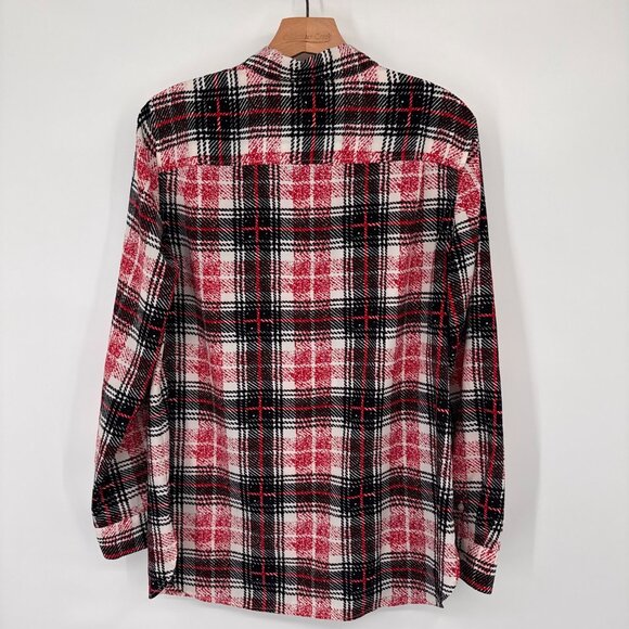 Talbots Womens Plaid blouse top size Large red black Long Sleeve Classic Fit - Picture 12 of 12